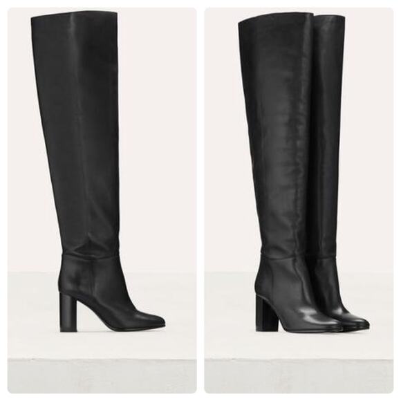 Maje Over The Knee Leather Boots in Black - Picture 2 of 7